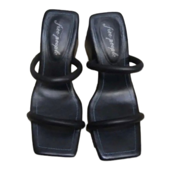 FREE PEOPLE Parker Black Double Strap Pillow Heels Block Heel Size 8.5 NEW - Picture 9 of 12